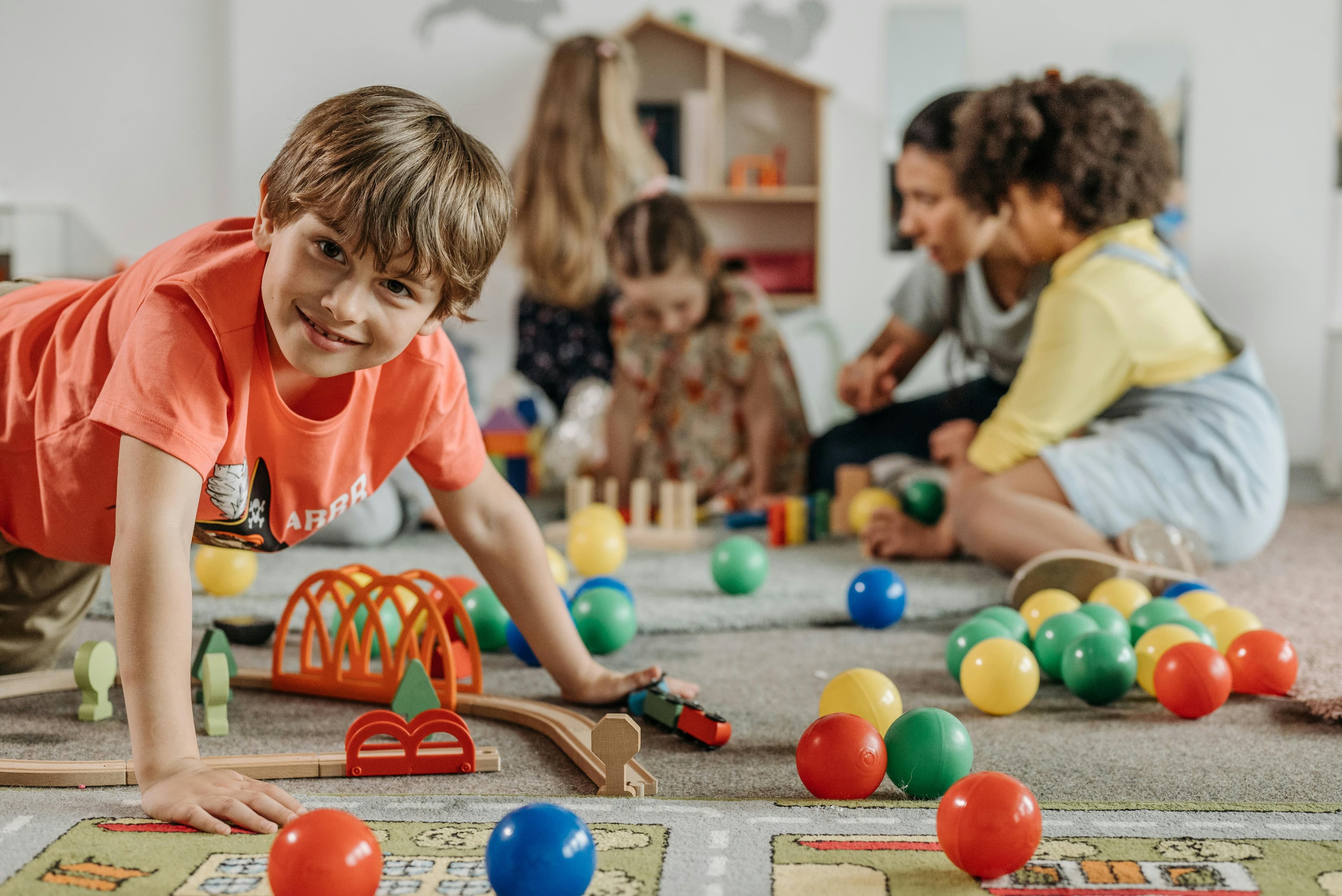 Children playing and learning